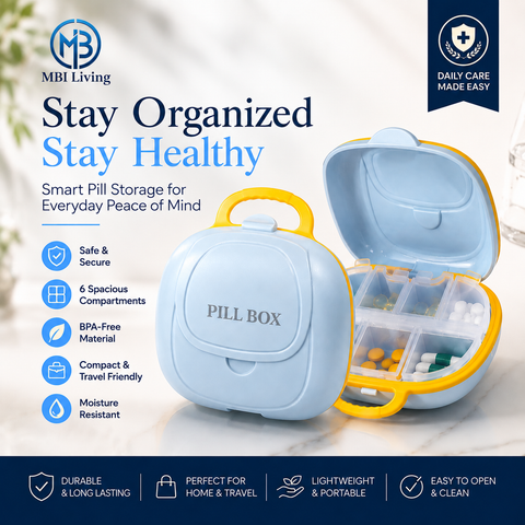 Portable Pill Box Organizer with Handle – Easy Medication Storage for Daily Use