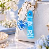 LOVE Heart Bag Charm Keychain with Glitter