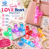 LOVE Heart Bag Charm Keychain with Glitter