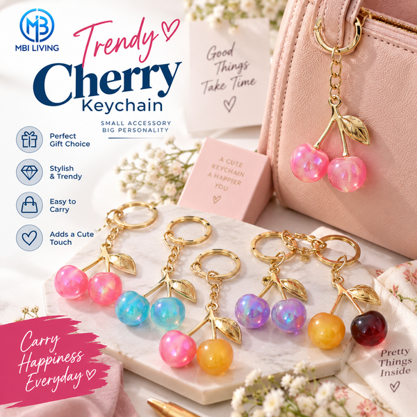 Cherry Bag Charm Keychain – Cute Cherry Key Ring for Handbags & Backpacks